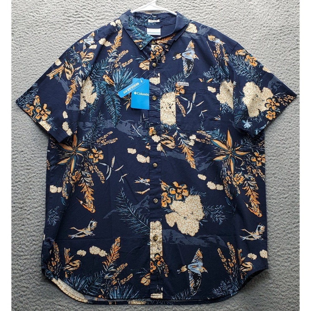Columbia Hiking Shirt Mens L Multi Rapid Rivers Printed Regular Fit Button-Down